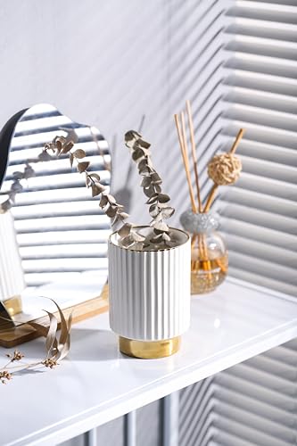 Modern White & Gold Makeup Brush Holder Organizer