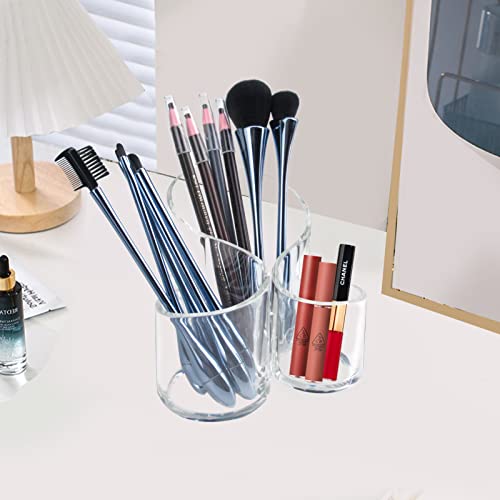 Weiai Acrylic Makeup Brush Holder, 3 Slots Organizer for Vanity