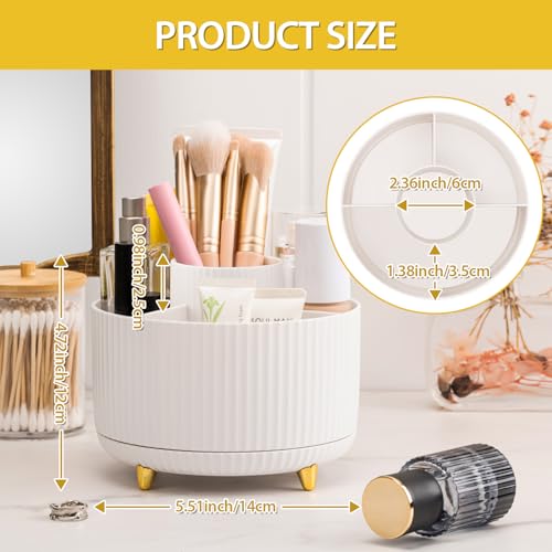 Multi-angle Rotating Makeup Brush Holder, White
