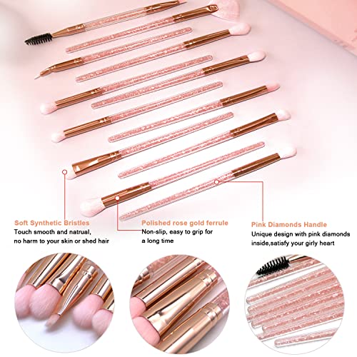 Pink Diamond 12 PCS Professional Eye Makeup Brushes Set With Bag