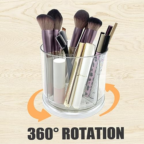 Vanity Makeup Brush Holder with 360 Rotation Organizer