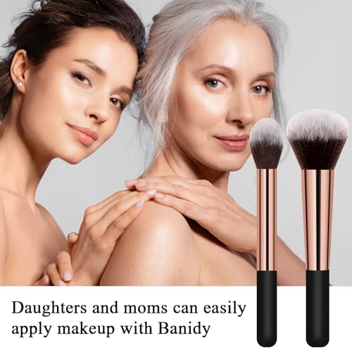 Banidy Powder Foundation Brush Set with Highlighter & Blush Brushes Perfect for Blending
