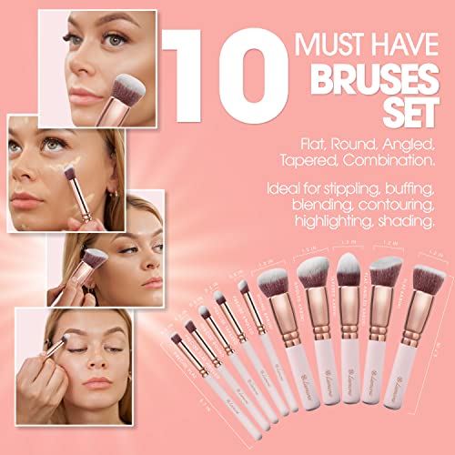 Kabuki Brush Set - 10-Pc Collection for Liquid, Cream & Mineral Products