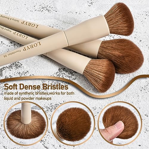 LORYP 18-Piece Labeled Face & Eye Makeup Brush Set