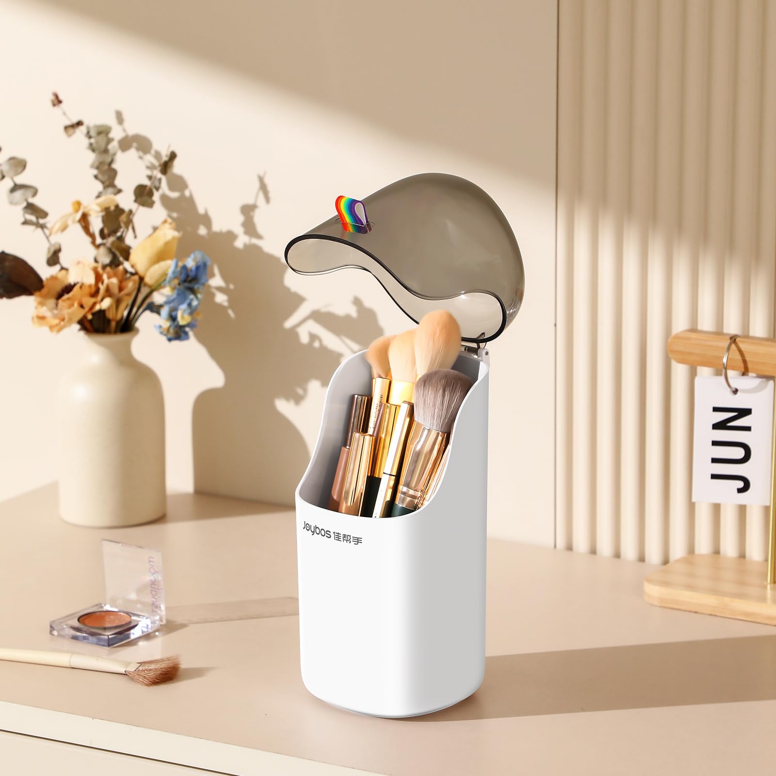 White Makeup Brush Holder Organizer for Vanity and Bath