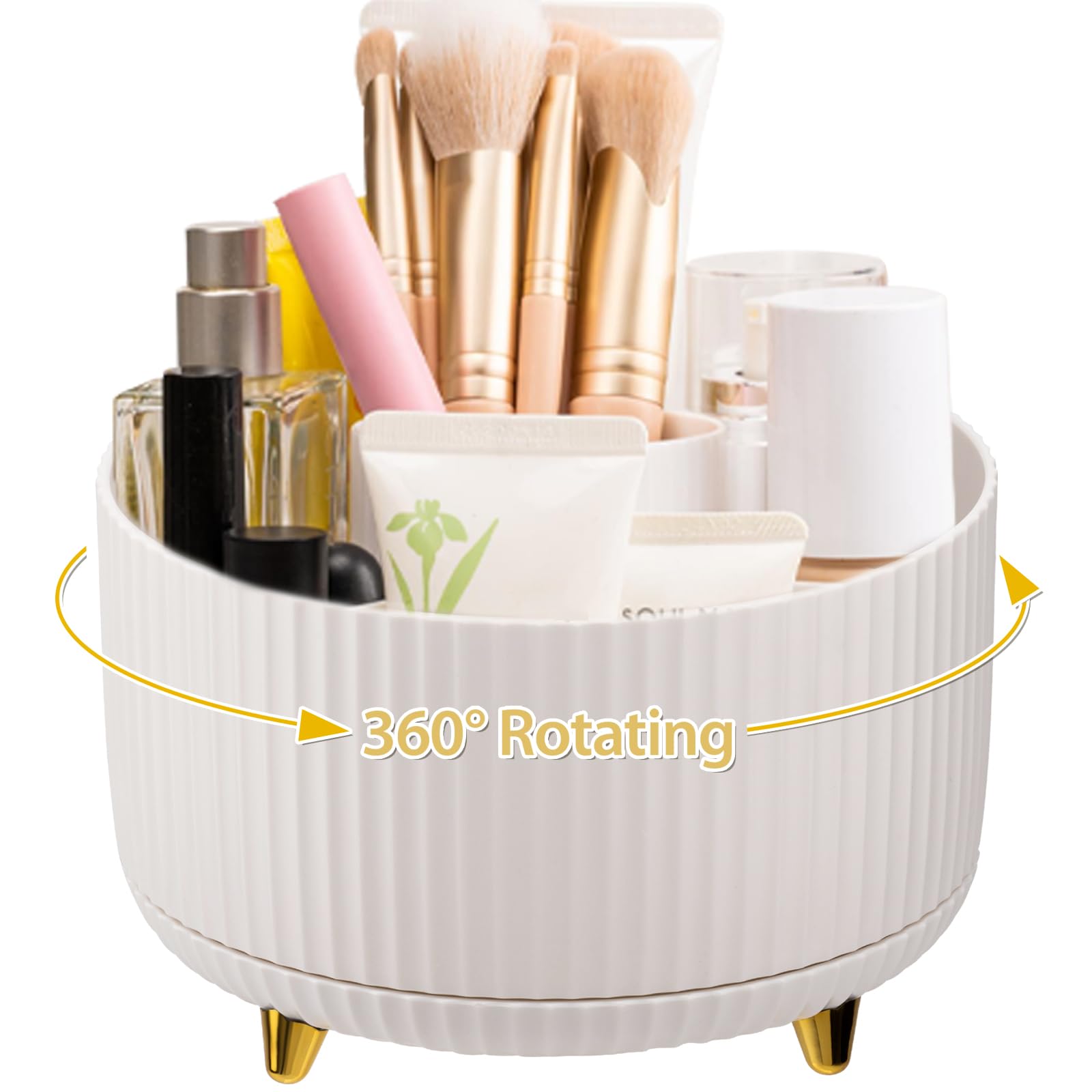 Multi-angle Rotating Makeup Brush Holder, White