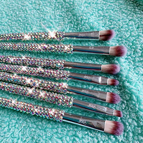Luxury Silver Rhinestone Makeup Brush Set (7pcs)