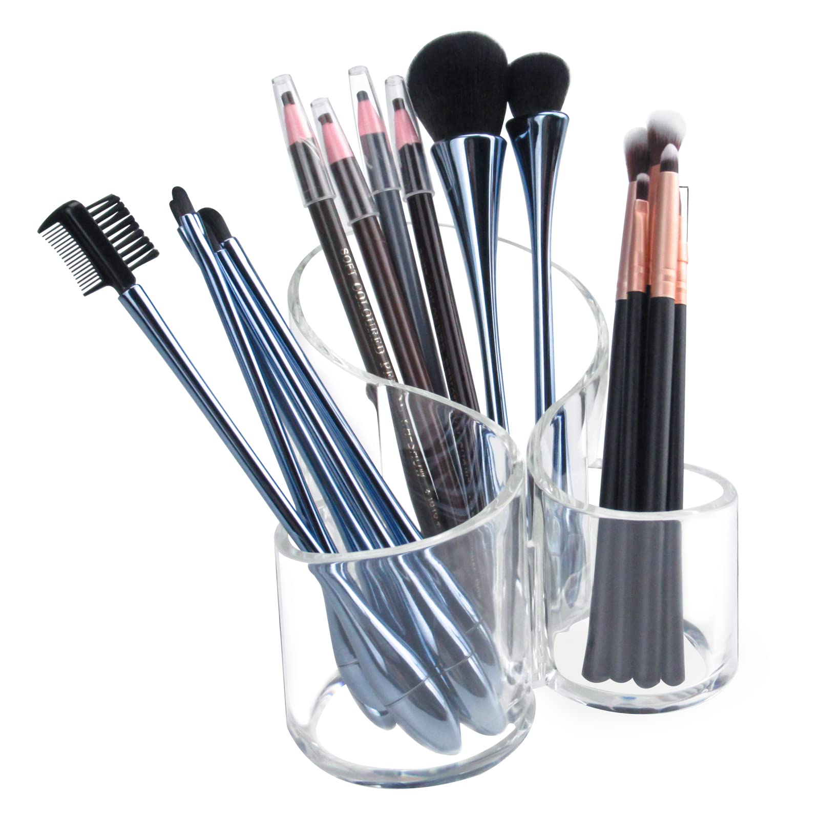 Weiai Acrylic Makeup Brush Holder, 3 Slots Organizer for Vanity