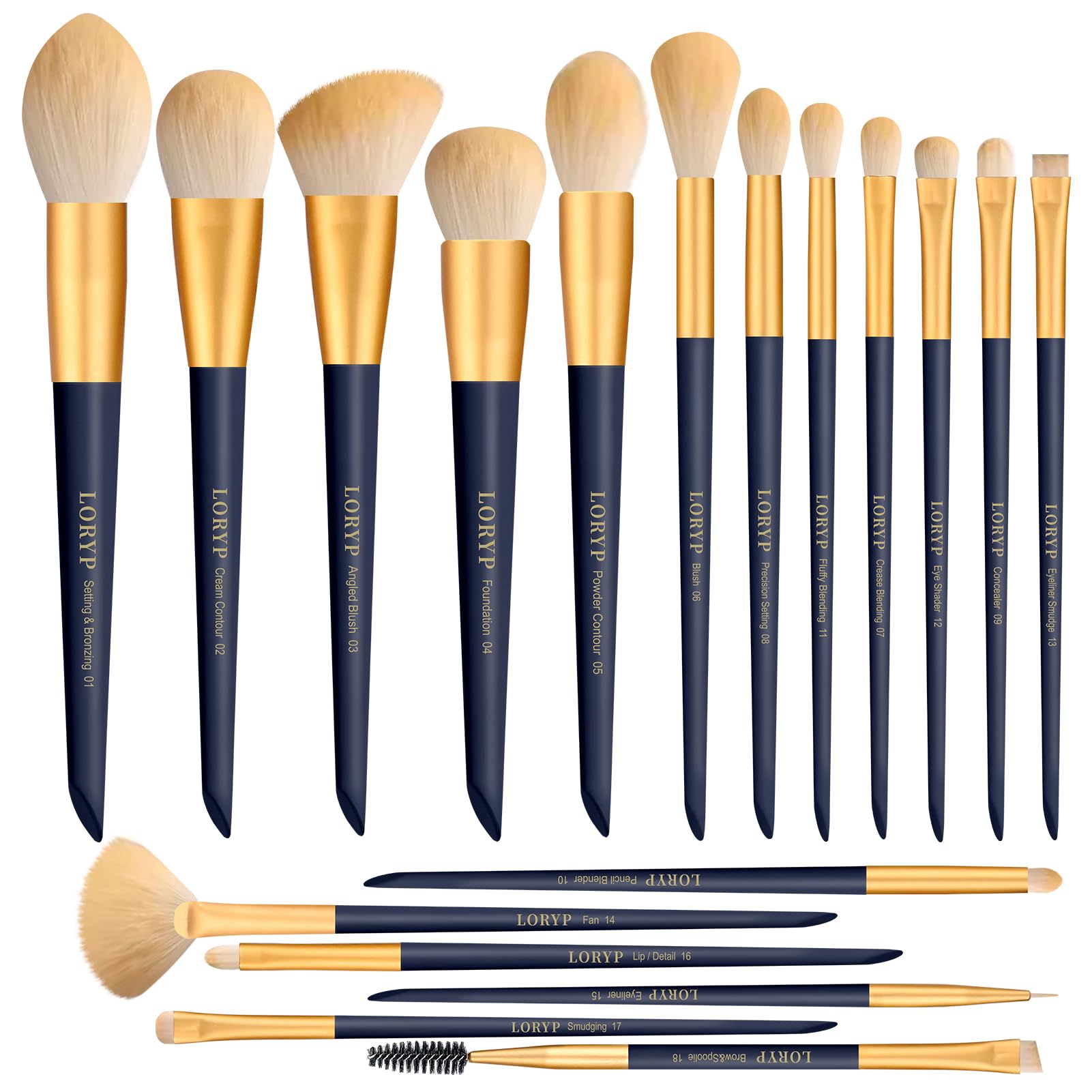 LORYP 18 Piece Ultra Soft Face & Eye Makeup Brush Set