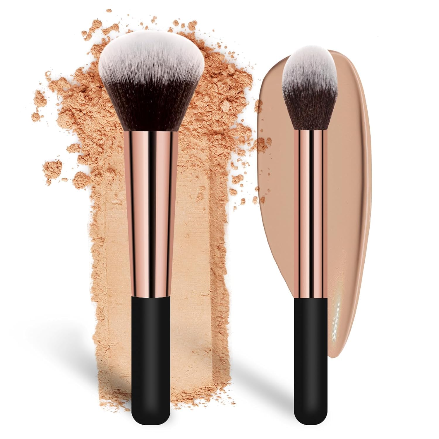 Banidy Powder Foundation Brush Set with Highlighter & Blush Brushes Perfect for Blending