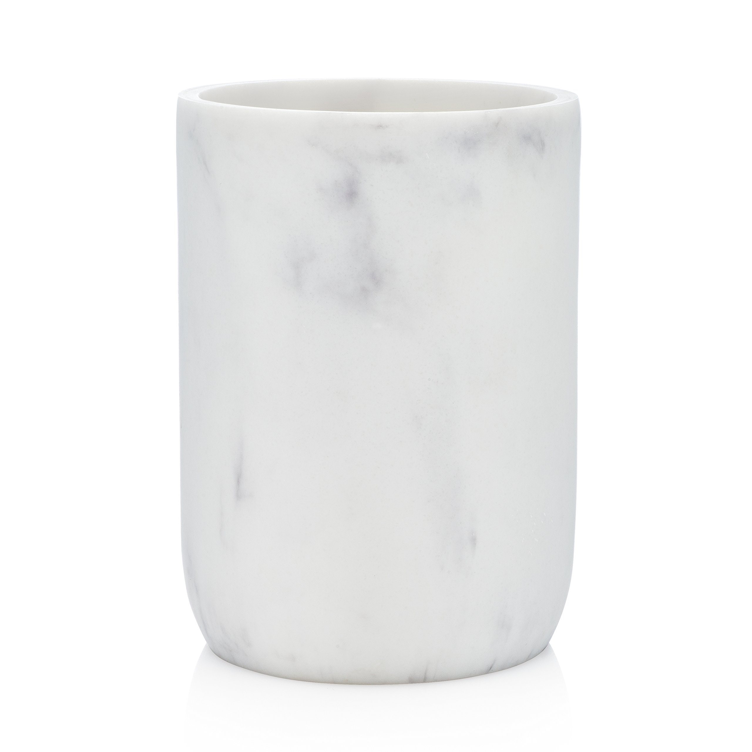White Bathroom Tumbler Cup for Vanities, Dual-Purpose Pen and Makeup Holder